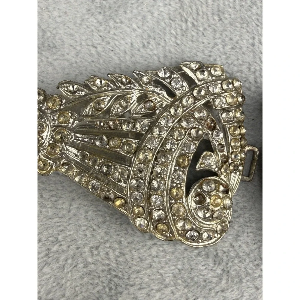 Vintage Rhinestone Buckle Lot Silver Tone‎ Signed READ